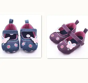 

Female baby walking shoes baby indoor shoes bow embroidery fashion denim