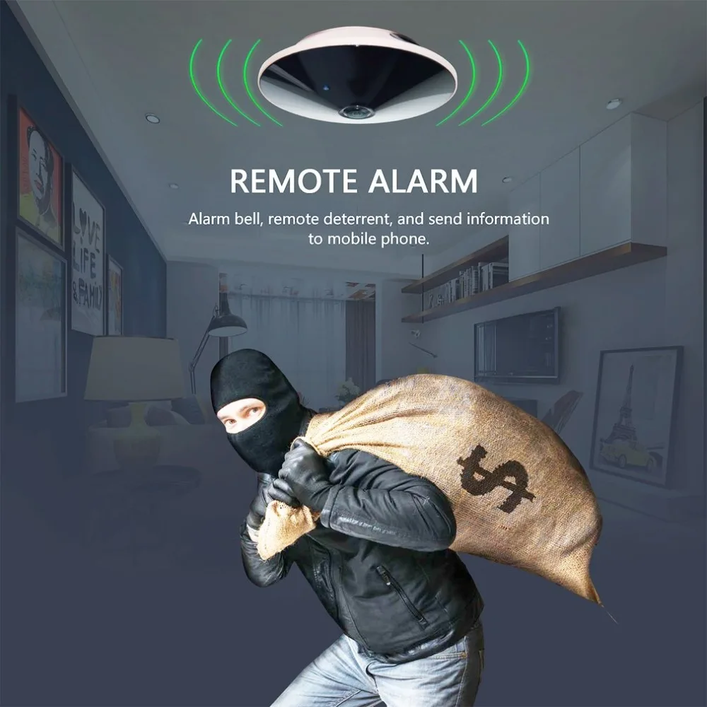

360 Degree Panoramic Camera Remote Monitoring IP Camera Wireless Connection Two-way Call Real Time Alarm Surveillance Camera
