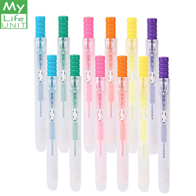 

4 mm Retractable Highlighter Markers Assorted Colors Clear View Highlighter Pen Set Student supplies