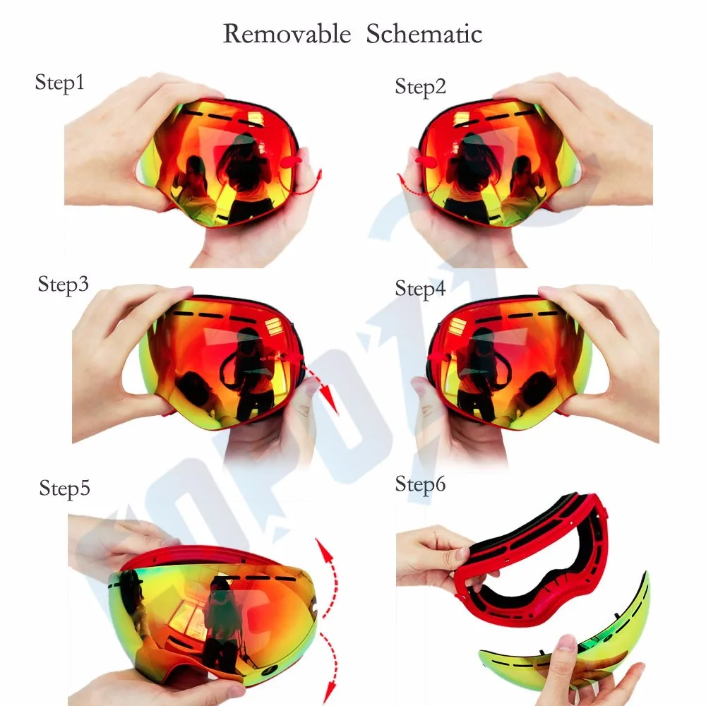 COPOZZ Профессиональный сноуборд Анти-Туман Лыжные очки двойные линзы UV400 большие очки лыжные Мужские Женские снегоходные очки