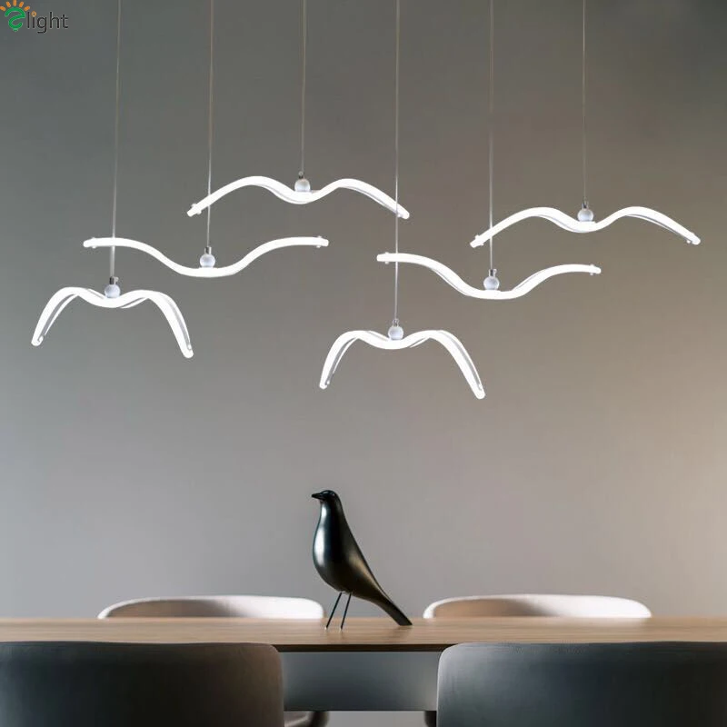 Modern Akrilik Mart Led Kolye klar Yemek Odas K s labilir Led 