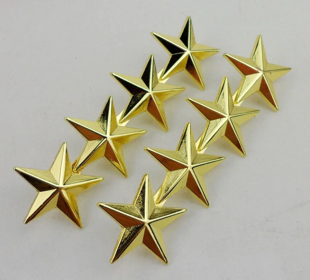 WW2 PAIR OF US ARMY OFFICER 4 STAR GENERAL RANK METAL BADGES PIN LARGE GOLD