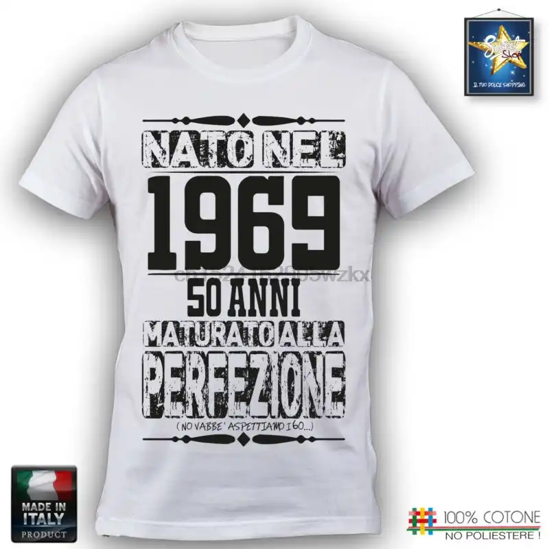 T Shirt 50 Anni Uomo Compleanno 1969 Festa Simpatica Divertente
