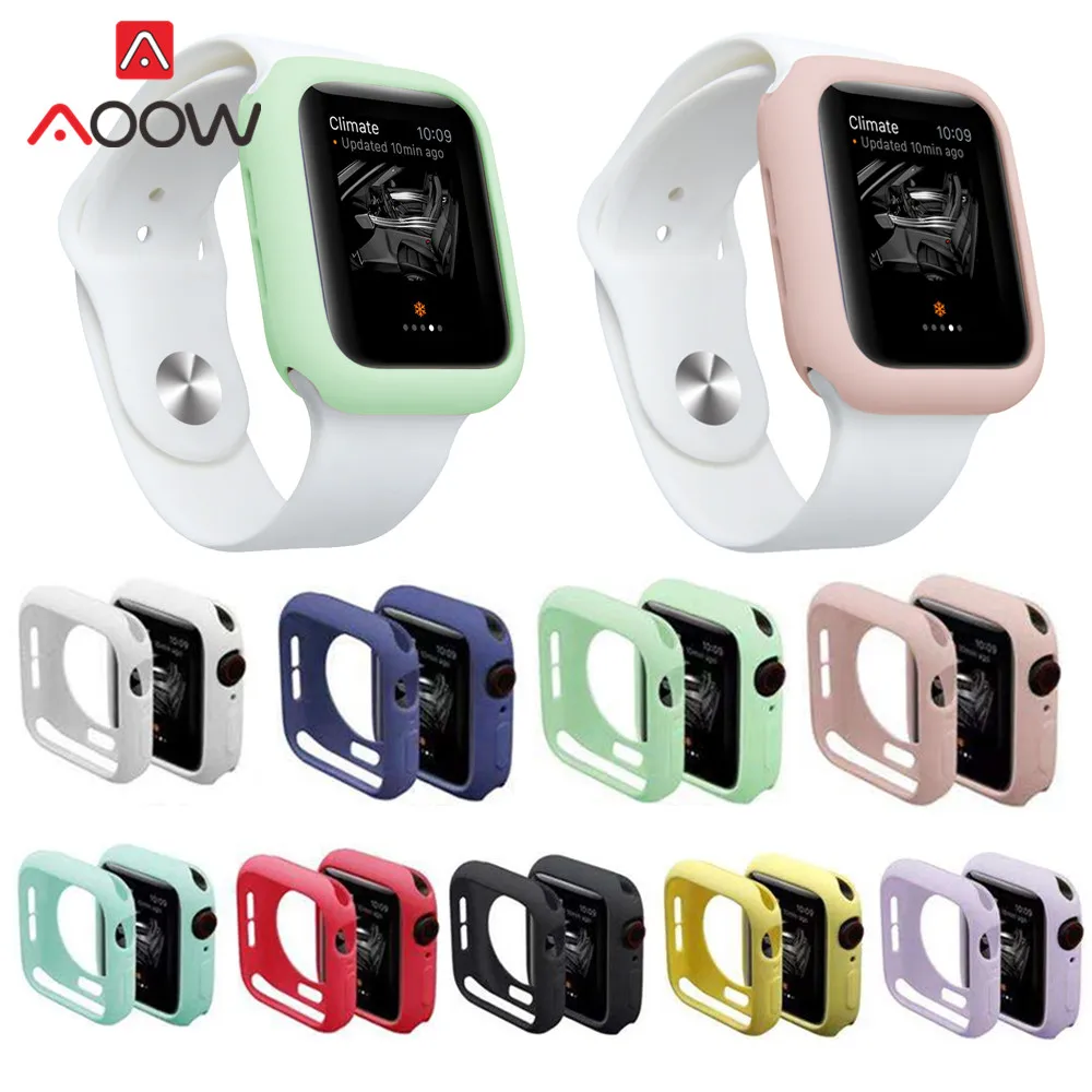 

Soft TPU Protective Case for iWatch Apple Watch Series 1 2 3 4 40mm 44mm 38mm 42mm Candy Color Fall Resistance Cover Band Strap