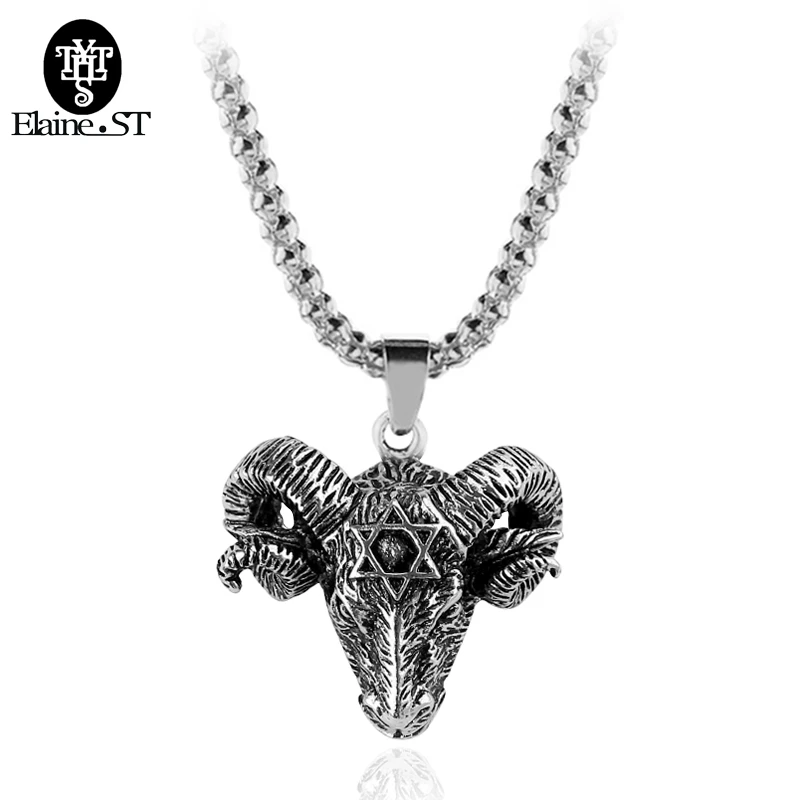 

Fashion Euramerican Punk Decorative Necklace Hexagram Sheep Head Pendant Sweater And Shirt Accessories For Men Women Jewerly