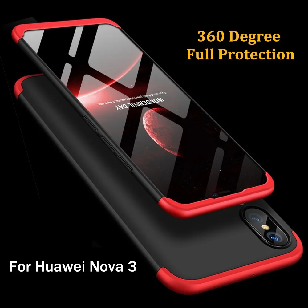 

CCDZ Luxury 360 Degree Full Protective Hard PC Cover For Huawei Nova 3 Case Matte 3 in 1 Full Body Protection Back Phone Case