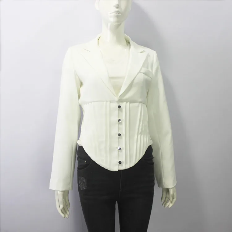 

2019 Entrepreneurship Era Yangyingnalan with OL White Fashion Short Lady Long-sleeved Small Suit Jacket Woman Coat