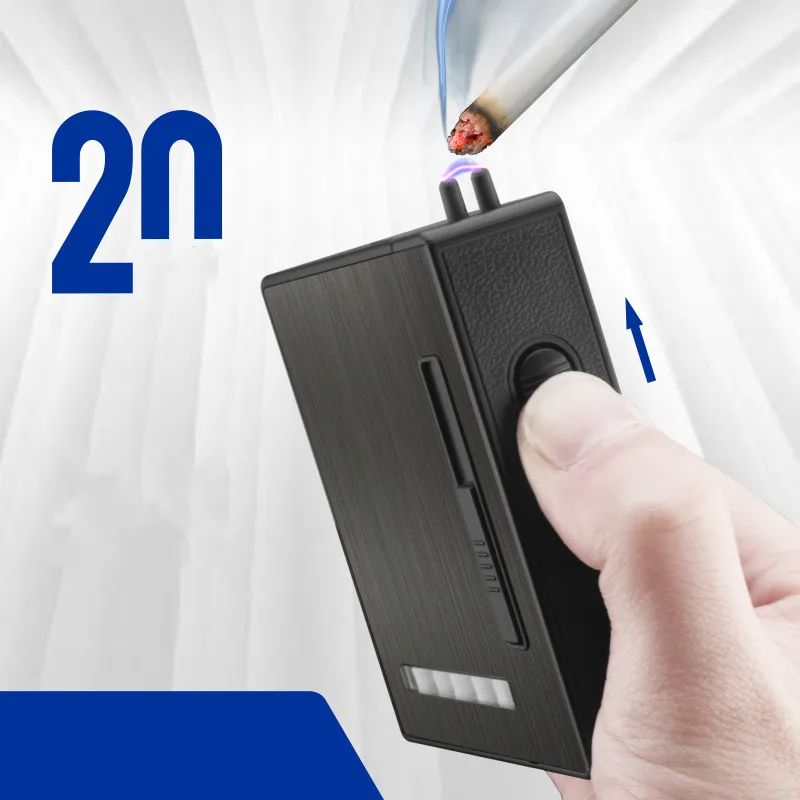 Автоматический держатель для сигарет, коробка, USB Электронная дуговая зажигалка, Беспламенное ветрозащитное устройство для табака, чехол для сигарет, зажигалка, аксессуары для сигарет