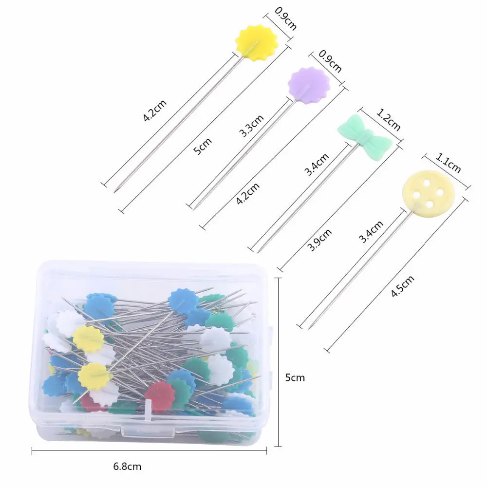 

100Pcs/lot Flower Button Bowknot Patchwork Pins Needles Sewing Quilting Marking Pins Pincushions