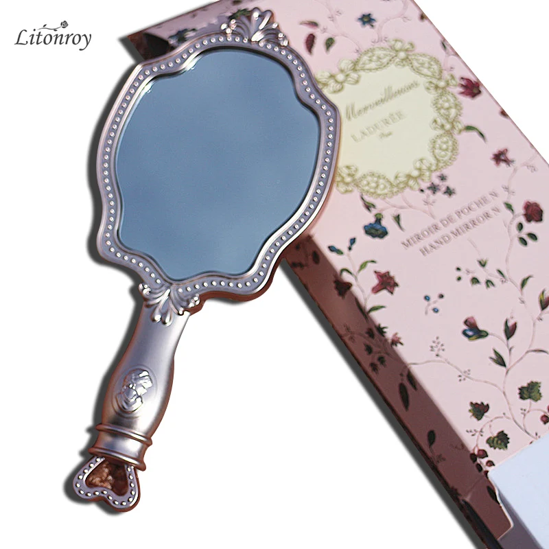 2016 New Luxurious Cosmetic Makeup Hand Mirrors Vanity Oval Portable