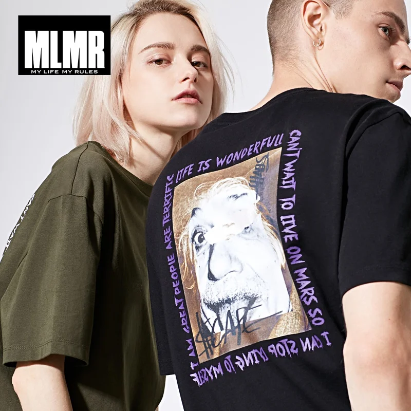 

MLMR Men's Printed 100% Cotton Round Neckline Loose Fit Straight Short-sleeved T-shirt M|218201578