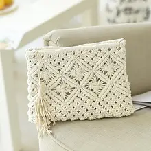 Женские тканые клатчи в богемном стиле, Модные Простые повседневные сумки с кисточками, винтажная Пляжная сумка для женщин и девушек