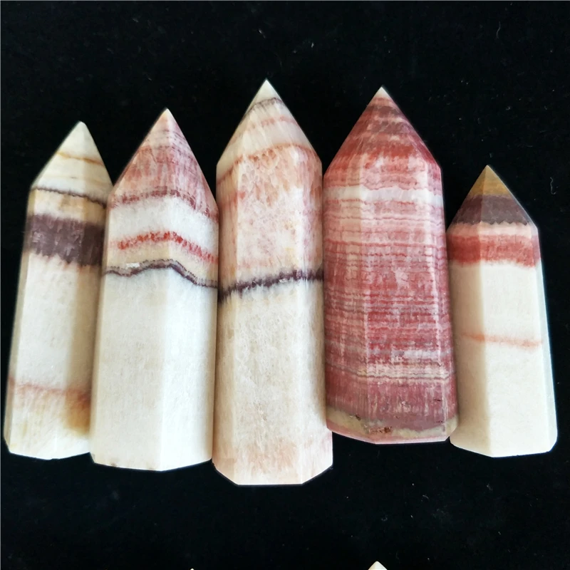 4PCS-natural-stones-and-crystal-points-pork-stone-point-red-line-stone-POINT-wand-tower (3)