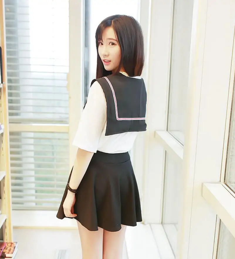 Японская Студенческая одежда маленькая свежая школьная форма для девочек класс обслуживание Классический костюм моряка летнее платье комплект
