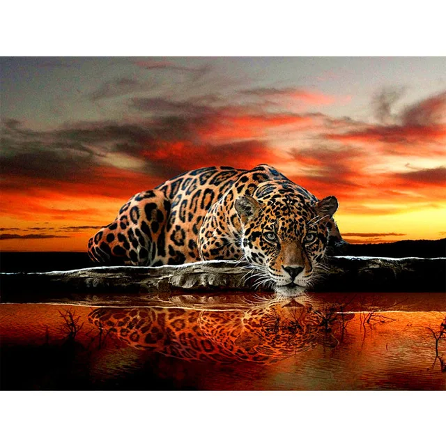 

5d diy diamond leopard pattern Cross Stitch diamond painting square animal embroidery beads patterns picture of rhinestones