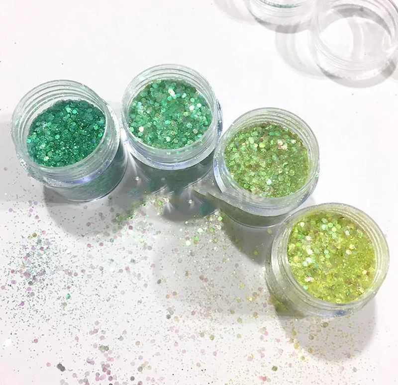 4Colors/Lot 10ml Holographic Chunky Glitter, 1/128,1/24,1/8 Face Body Nail Art Cosmetic Glitter Chunky Fine Mixed Glitter