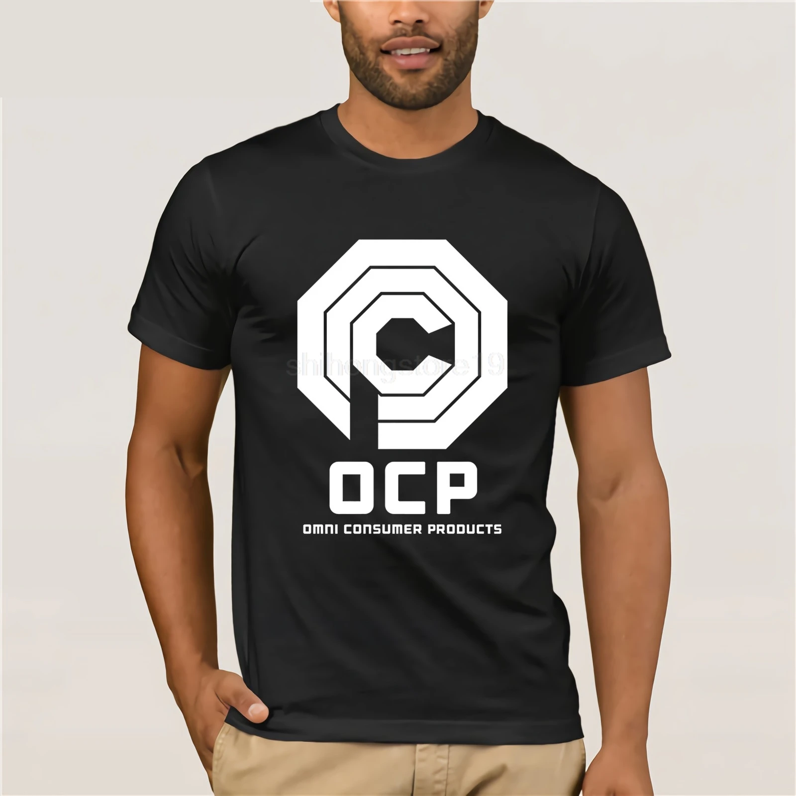 OCP Omnicorp Футболка 100% хлопок Robocop Вдохновленный Omni потребительские товары с принтом