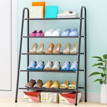 

5 Tier Shoe rack iron tube Shoes Storage Organizer Shelf Easy Assemble stable Stand Living Room Shoe cabinet Furniture
