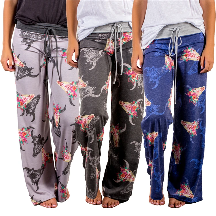 Милые дизайнерские штаны для сна, женские длинные штаны с цветочным принтом, пижамные брюки, женская мягкая свободная Пижама, штаны для сна, пижамы