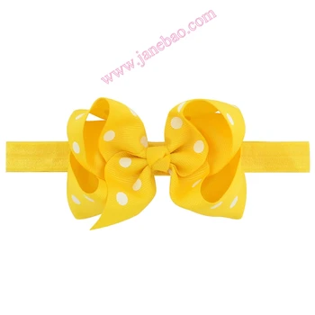 

free shipping 12pcs 4.5'' Children Bowknot ribbon Elastic Headband Kids Headband Cute Ribbon Polka Dot Girl Hair Bow Accessories