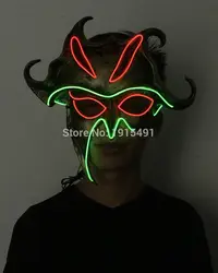 2017 Лидер продаж подсветкой Светодиодные полосы мигающий Уход за кожей лица маска партии Neon EL Провода каната grotesqie маска для анонимного