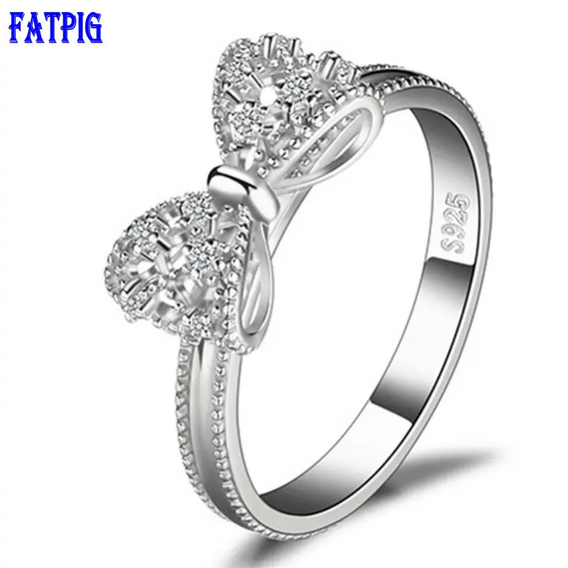 Fatpig Butterfly Silver Micro Setting Ring Anniversary Wedding