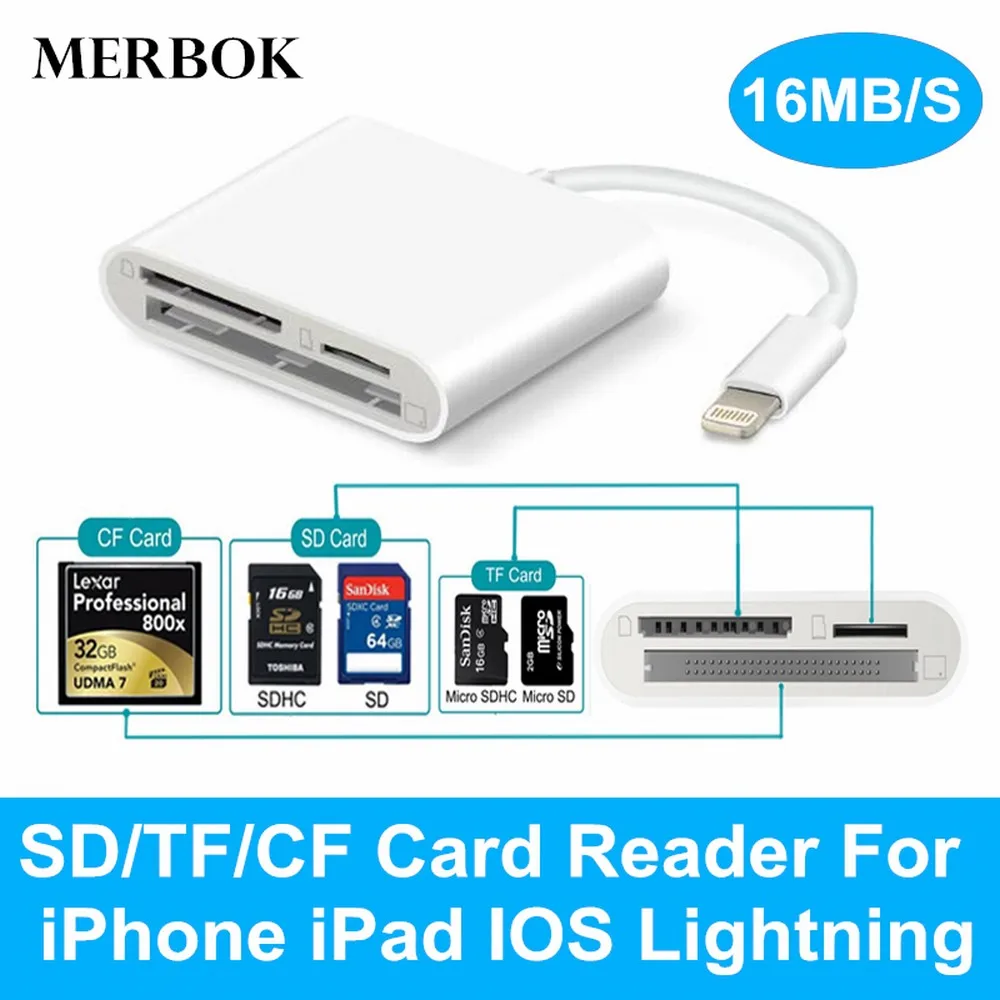 Sd Tf Cf Card Reader Professional Digital Camera Kit Data Cable Needn T App For Apple Iphone X Ipad Mini Pro Air Ios Lightning Card Readers Aliexpress