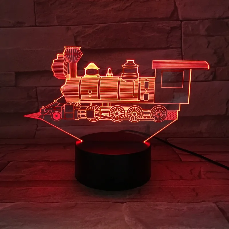 3D лампа ночник светильник светодиодный паровой Паровозик многоцветный ing Flash Fade