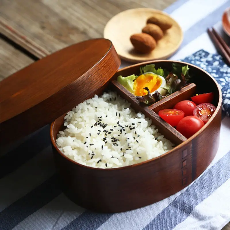 Urijk Fashion Wooden Handmade Japanese Style Sushi Bento Box Lunch Outdoor Picnic Kid School Dinnerware Bowl Food Container(China (Mainland))