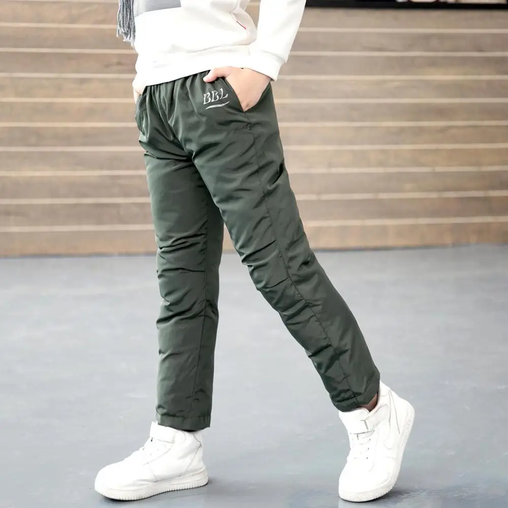Kindstraum/Коллекция года; Плотные хлопковые пуховые брюки для мальчиков; зимняя однотонная Одежда для девочек; повседневные детские брюки с эластичной резинкой на талии; RC1635 - Цвет: green BBL