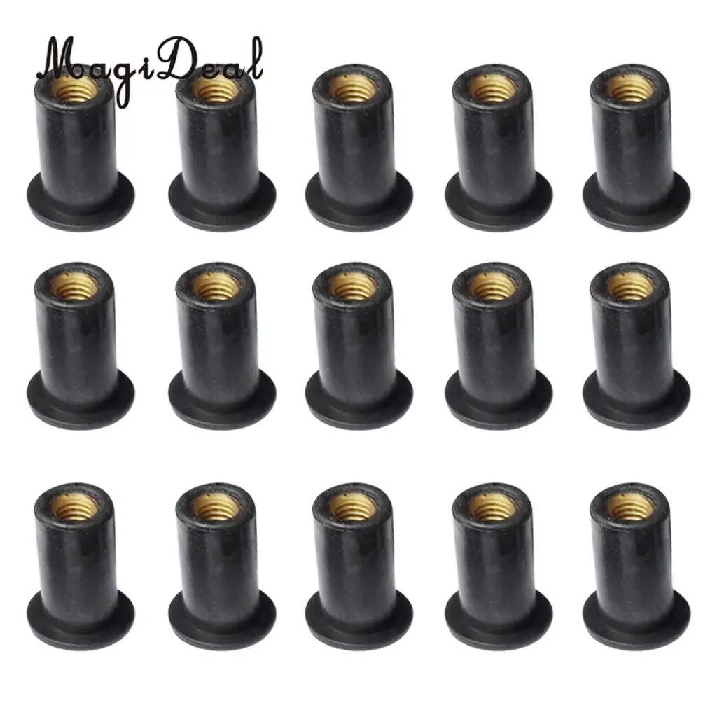 MagiDeal Heavy Duty 15Pcs Copper M5 Rubber Well Nuts Blind Fastener Fishing Kit for Canoe Rowing Boat Kayak Dinghy Acce 17x14mm
