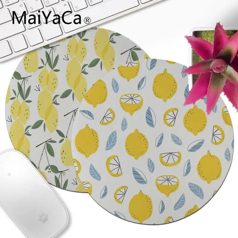 

MaiYaCa Yellow Cute Lemon pattern Office Mice Gamer Soft Round Mouse Pad keyboard mat laptop home office gifts mouse pad anime
