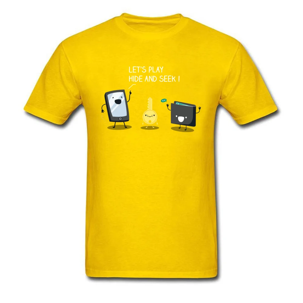 Europe Lets play a game Men T-shirts Cute April FOOL DAY Short Sleeve Crew Neck Cotton Fabric T Shirt Normal Tee Shirt Lets play a game yellow