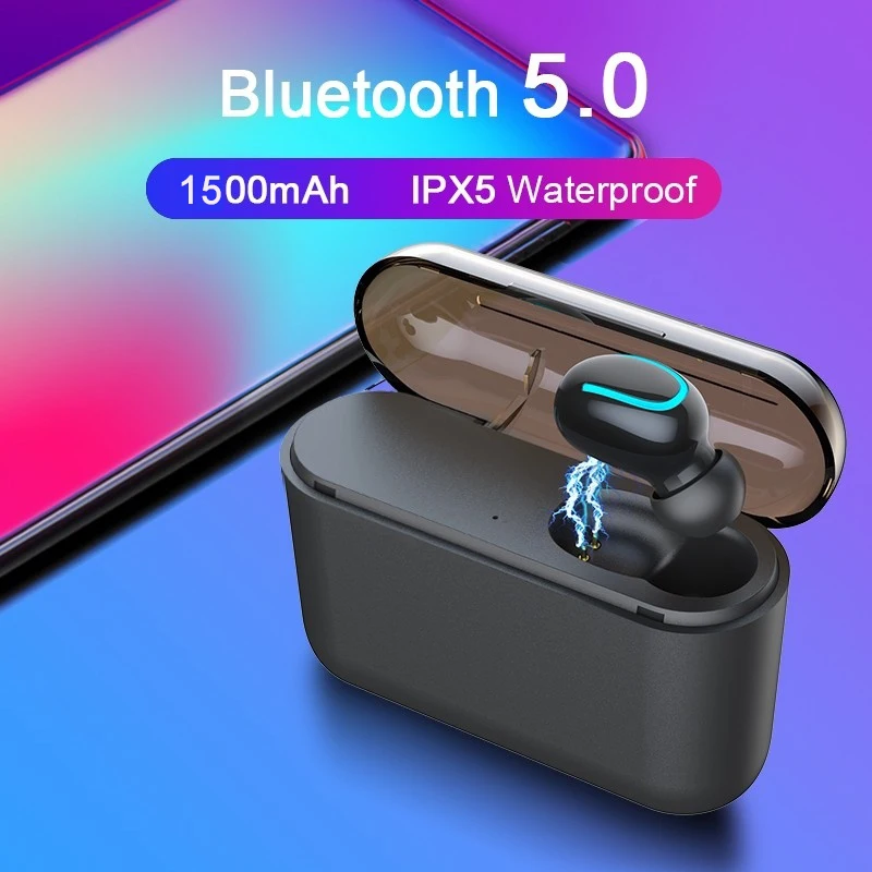 VTIN Single Earbud Ture Wireless Bluetooth 5.0 Earbuds Waterproof Earphone with 1500mAh Charging Case Auto-pairing Headphone     (2)