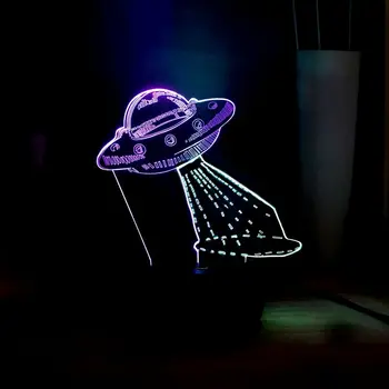 

Novelty UFO 3D Table Lamp Interesting Alien spaceship LED Mixed Dual Multicolor USB Touch Remote Night Light Boy Room deco Gift