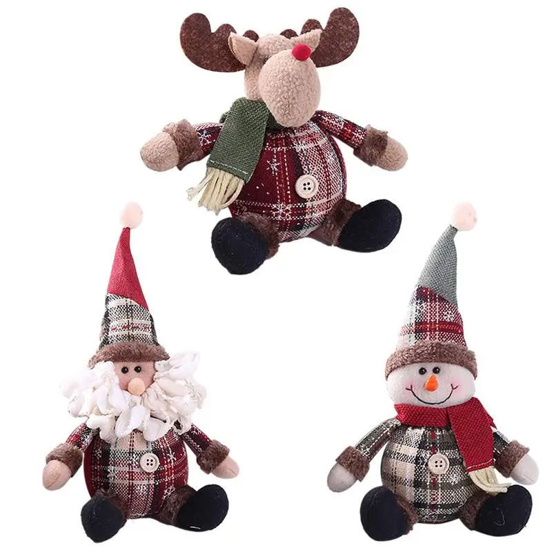 

Cute Santa Snowman Deer Shaped Merry Christmas Ornaments Props Christmas Tree Toy Doll Hanging Decorations For Home Party Crafts