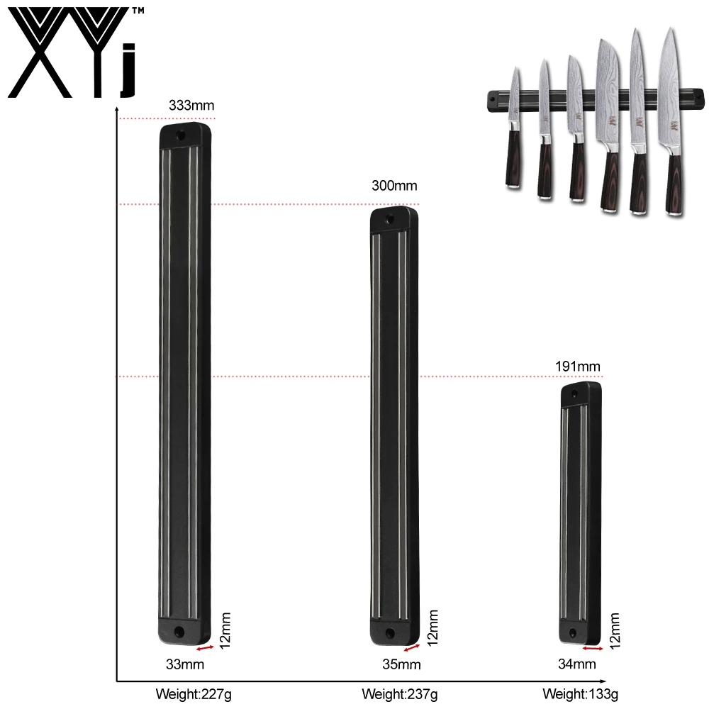 XYj Дамасская нержавеющая сталь магнитный держатель для ножей блок настенное крепление Черный ABS металлический нож для пластикового блока магнитный держатель Блок