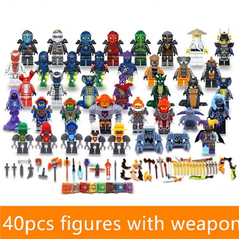 

40pcs Legoed Pieces Ninjagoed Mini the Figures Nexo Knights Masters Wu of Spinjitzu Lioyd Garmadon Army Ninja Best Gift for Kids