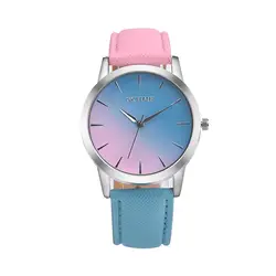 Ретро Радуга дизайн кожа Relojes Para Mujer модные повседневное Элитный бренд Пряжка наручные часы для женщин круглые часы