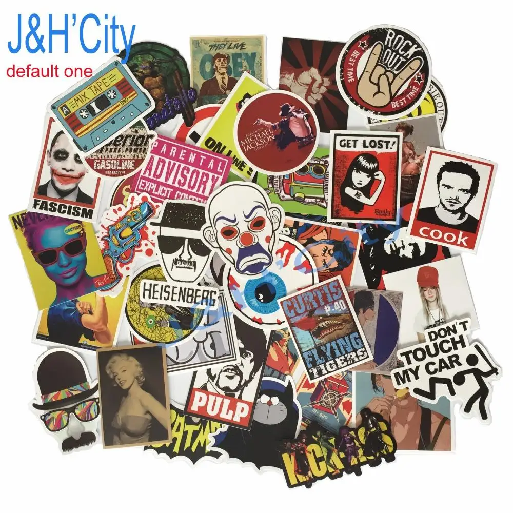 50 pcs mixed decal Car Styling Car Fridge Phone DIY Skateboard Laptop Luggage Snowboard Vinyl Decal Motorcycle Sticker Covers