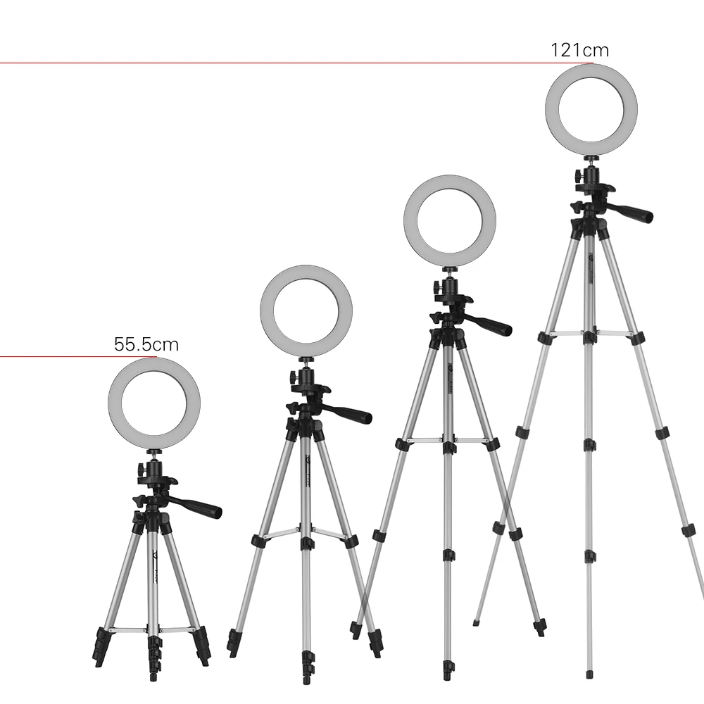 6 дюймов Мини светодиодный кольцевой светильник 3 режима освещения 10 уровней яркости USB с подставкой для штатива держатель телефона для живого видео макияж
