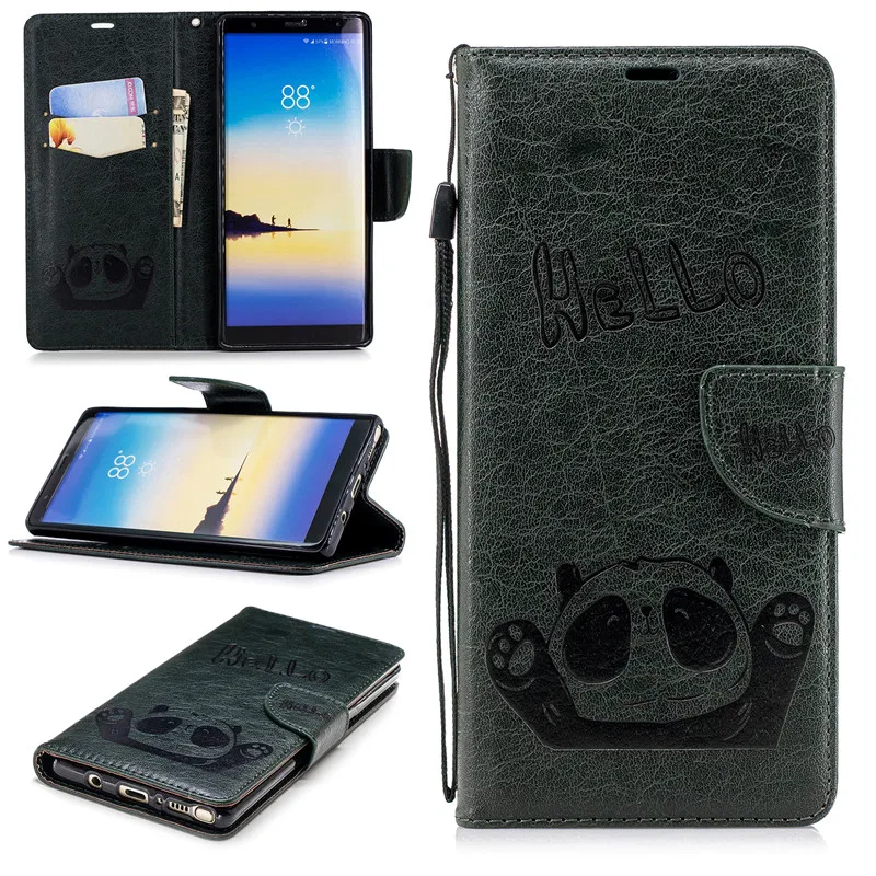 For Samsung Galaxy Note8 Note9 Case PU Leather 3D Hello Panda Embossing Stand Flip Case For Samsung Note8 Note9 Cell Phone Cover (9)