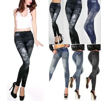 

Women's Denim Skinny Ripped Pants High Waist Stretch Jeans Slim Pencil Trousers