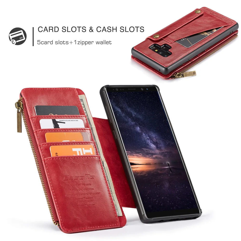 Футляр для телефона для samsung Galaxy Note 9 Note9 N960F, Роскошный чехол из искусственной кожи с пряжкой на молнии, кошелек, карта ТПУ, задняя крышка