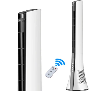 

Mute Bladeless Tower Fan Soft Wind Cooling Fan for Baby Kids Remote Control Floor Fan with Timer Speed and Wind Mode Adjustable