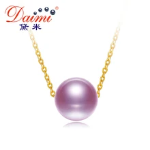DAIMI 18k Yellow Gold Chain 7-7.5MM White/Pink/Purple Real Pearl Pendants Choker Necklace Luxury Simple New Style