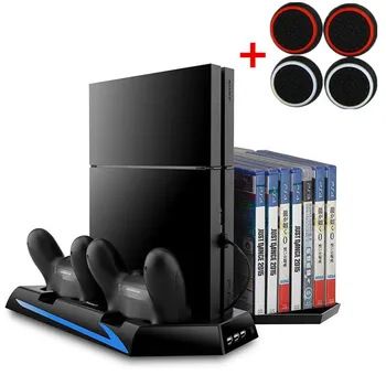 

PS4 Vertical Cooling Stand,Controller Charger Dock Station Port Base&14 Gaming Disks Storage For Dualshock PlayStation 4 Console