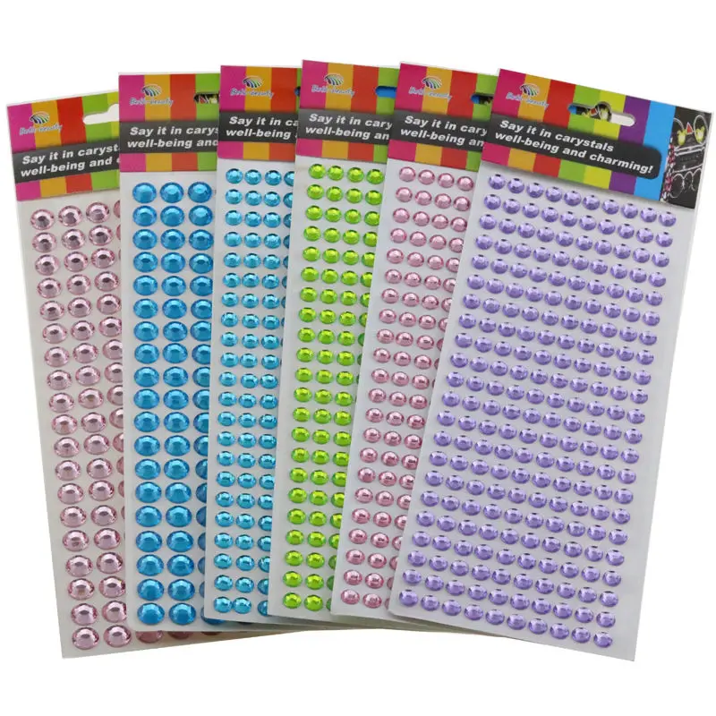 

50Pcs/Lot 12mm 10mm 8mm Acrylic Striped Fuzzy Gem Stone Self Adhesive DIY Rhinestone Sticker Mixed Color DHL Free Shipping
