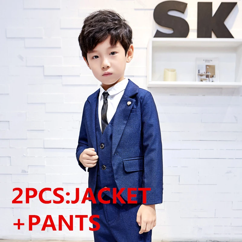 Blue 2 pcs Г. Новая одежда для мальчиков Детский костюм костюмы для маленьких мальчиков Детский Блейзер деловой костюм для мальчиков комплект одежды для мальчиков, куртка+ штаны, От 2 до 12 лет из 2 предметов - Цвет: Blue 2 pcs