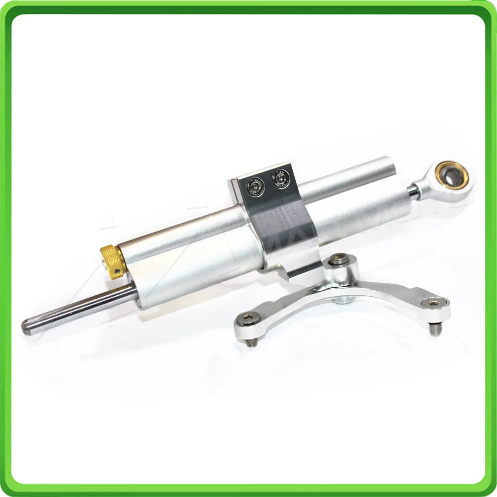 For MV Agusta F3 675 800 2012 2013 2014 2015 2016 2017 Steering Damper Stabilizer & Bracket Mount Kit Silver color (3)